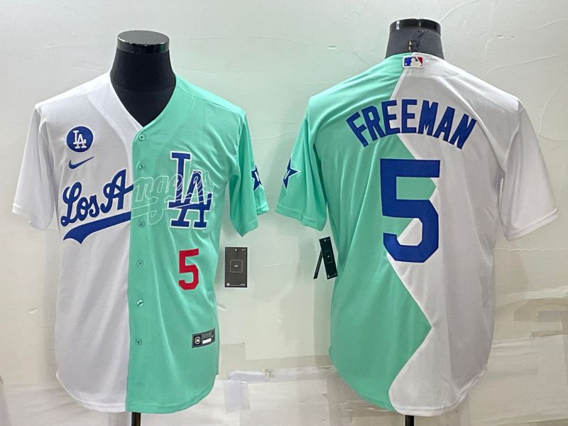 Men Los Angeles Dodgers #5 Freeman green white Nike 2022 MLB Jersey1